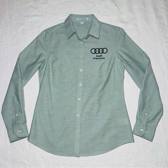 Audi Tops - Women’s Audi Button Up Shirt Long Sleeves Light Green Fremont Costume Car Sale